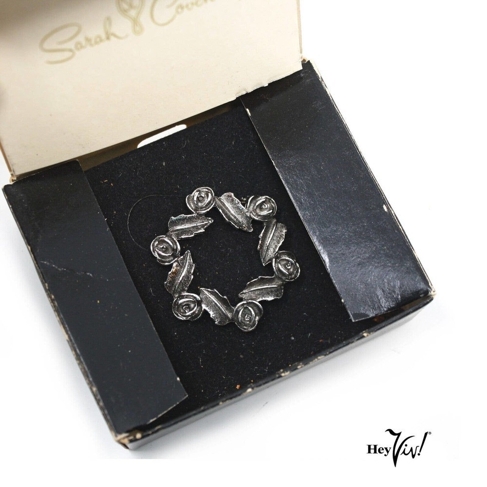 Vintage Sarah Coventry 1.5" Pin Brooch - Antique Rose 6439 Original Box -Hey Viv